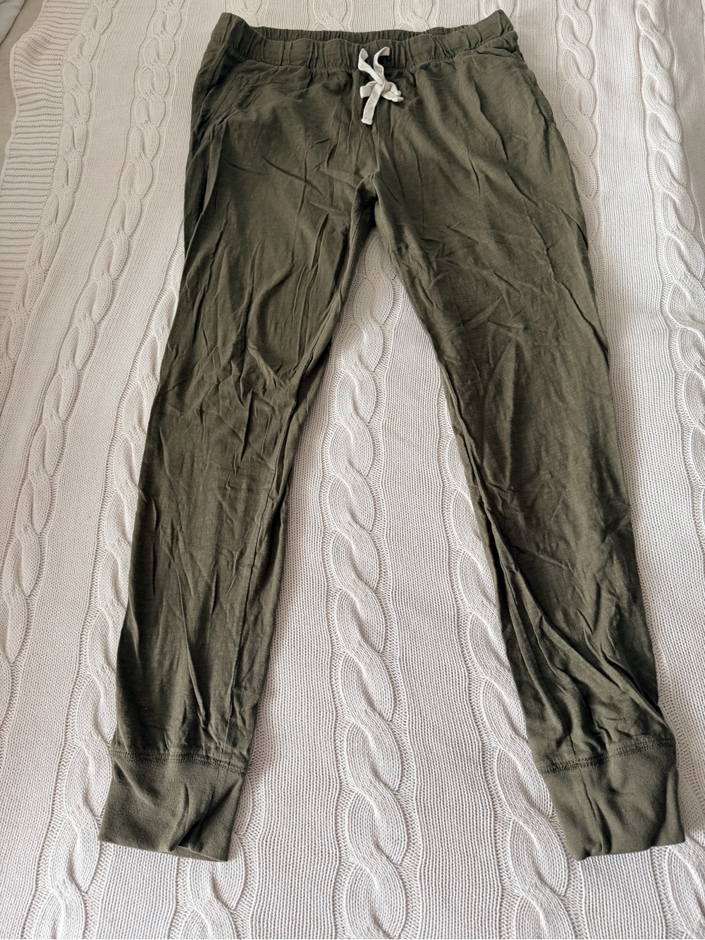 Forever 21 Olive Green Jogger Pants with Drawstring Cotton Size L